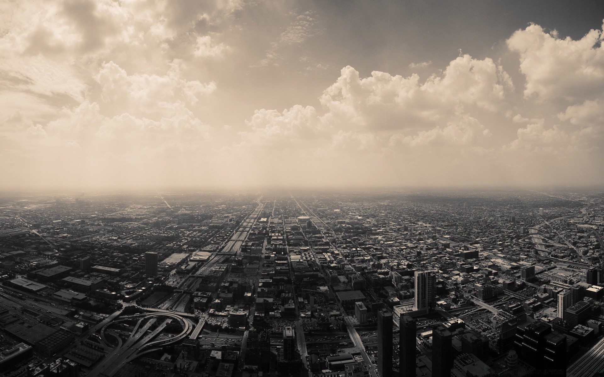 other city city monochrome vehicle landscape travel skyline sky fog transportation system street dawn smoke