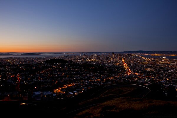 Evening landscape of a big city