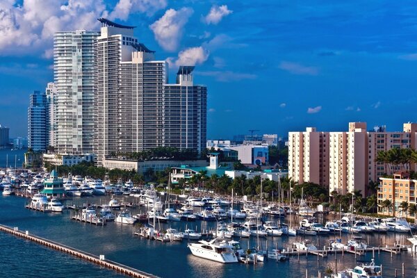 Hotel on the seashore with a marina