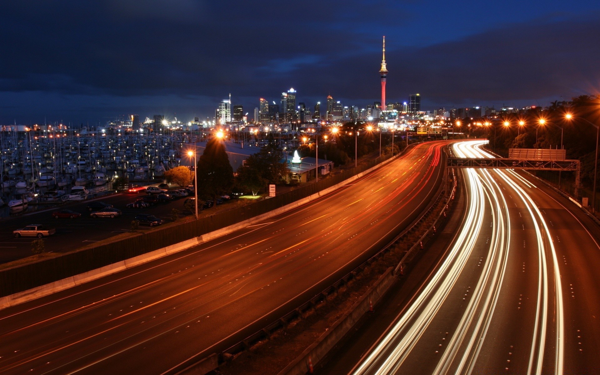 other city highway traffic road transportation system street car blur expressway fast city travel motion bridge dusk downtown evening bus hurry light