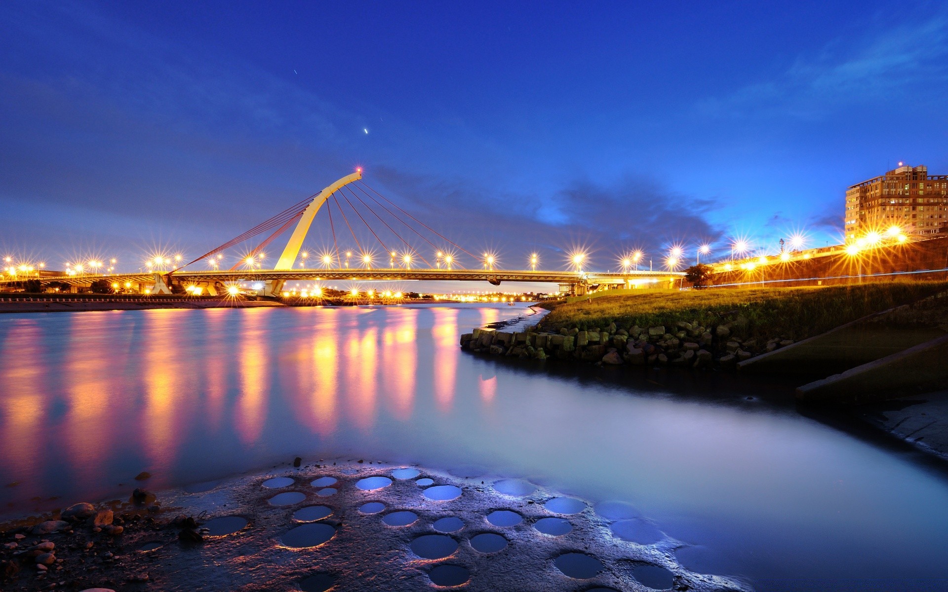 otras ciudades puesta del sol agua puente noche ciudad río anochecer amanecer viajes reflexión arquitectura cielo luz