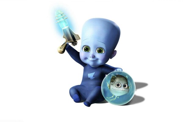 An alien child with his toy