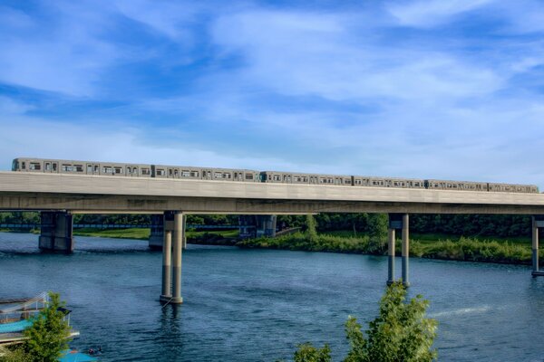 Strict concrete grey bridge