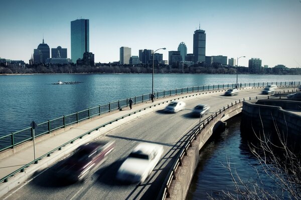 Traffic on the city bridge