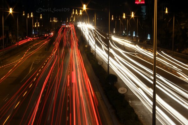 Highway photo on overexposure