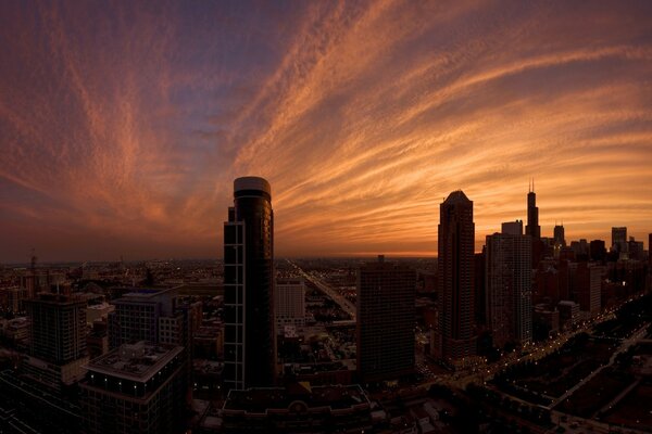 Sunset architecture building skyscrapers