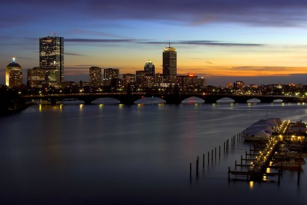 Sunset over a big city