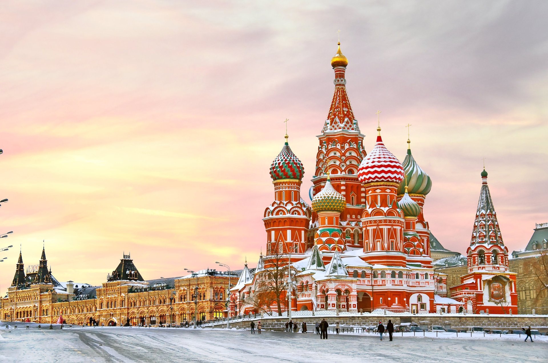 москва россия кремль город собор василия блаженного площадь зима снег