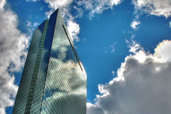 A fully glazed skyscraper in the sky