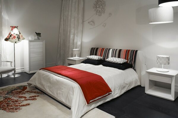 Well-groomed bedroom, beautiful interior