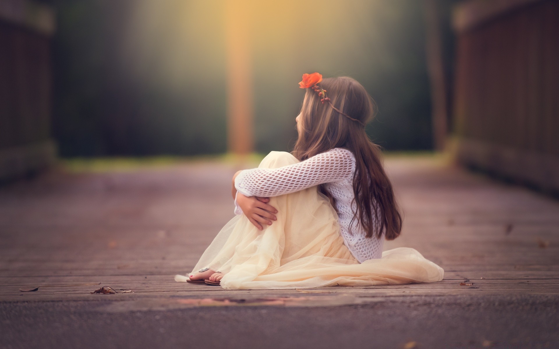 children woman portrait one adult girl blur outdoors wood nature summer