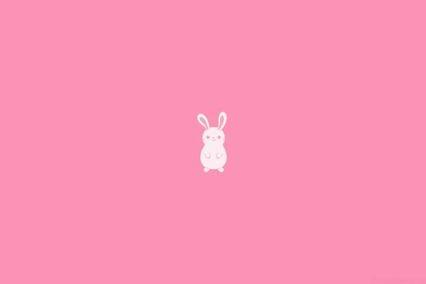 Cute, painted bunny on a pink background