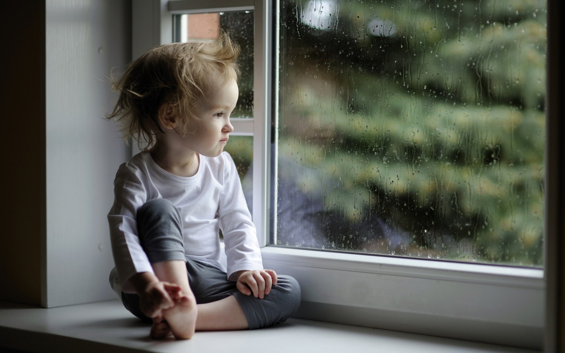 children window child girl indoors one portrait adult side view woman facial expression