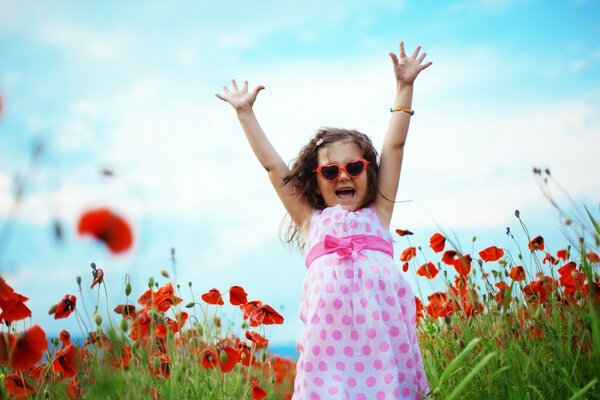 Joyful moments of a summer day in the field