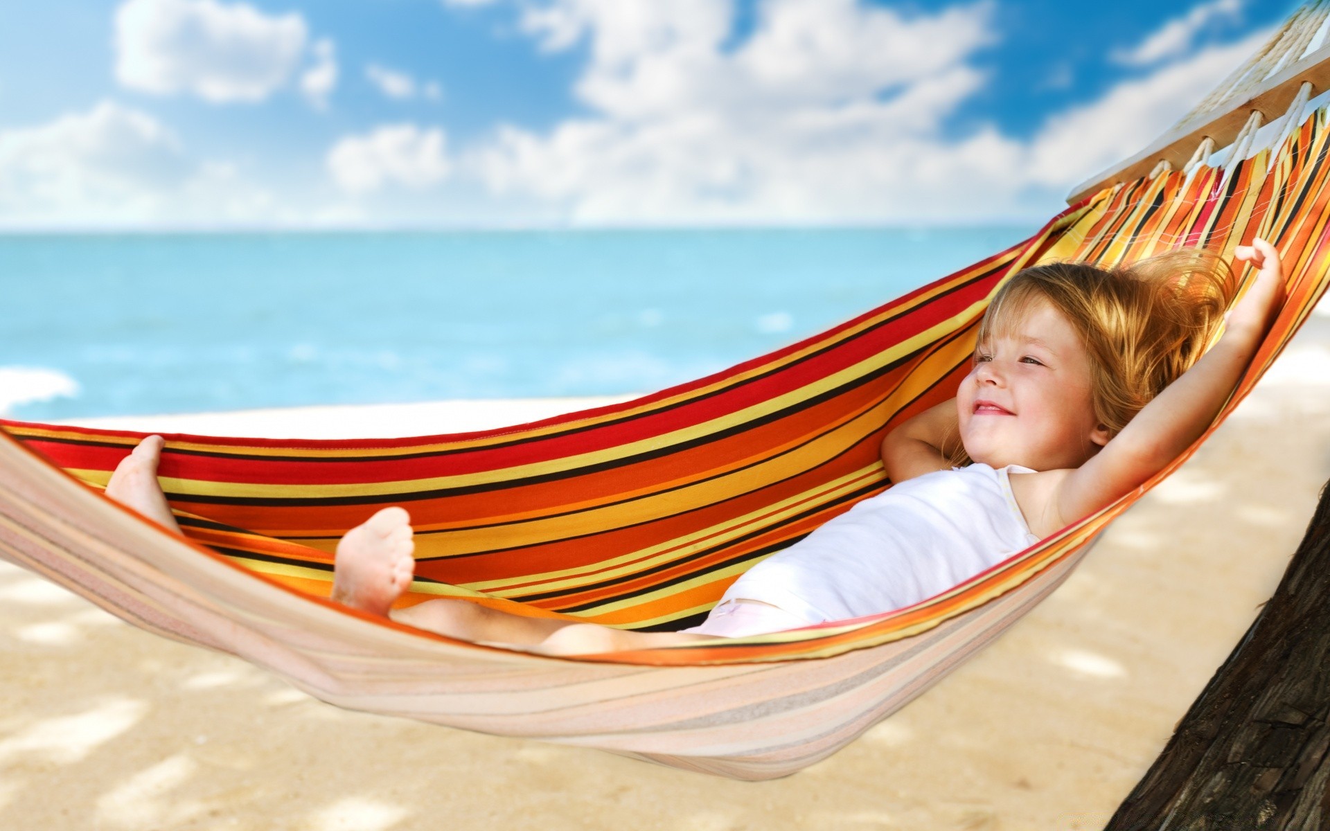 romantik strand meer wasser sommer reisen entspannung urlaub hängematte sand urlaub vergnügen kind vergnügen ozean sonne im freien meer himmel tropisch