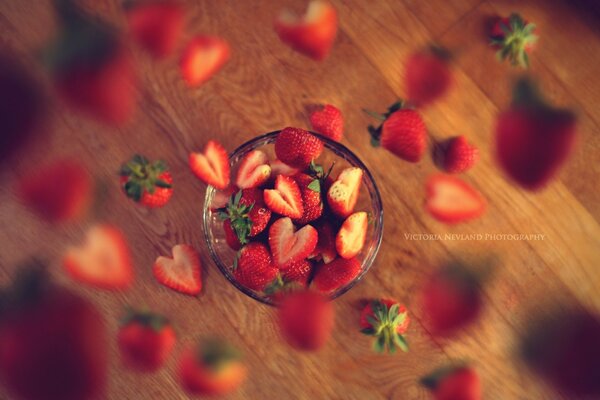 Christmas rain of strawberry slices