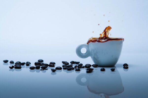 A cup of coffee on a white background