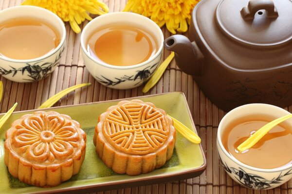 Traditions of tea drinking with cookies