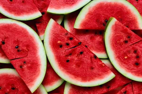 Bright juicy watermelon with bones