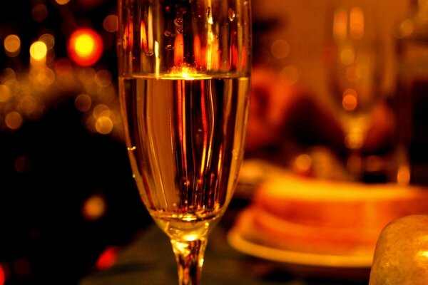 Glass of champagne wine food