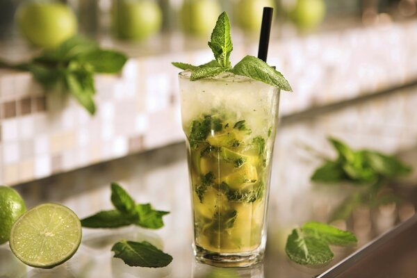 Mint and Lime Ice Mojito