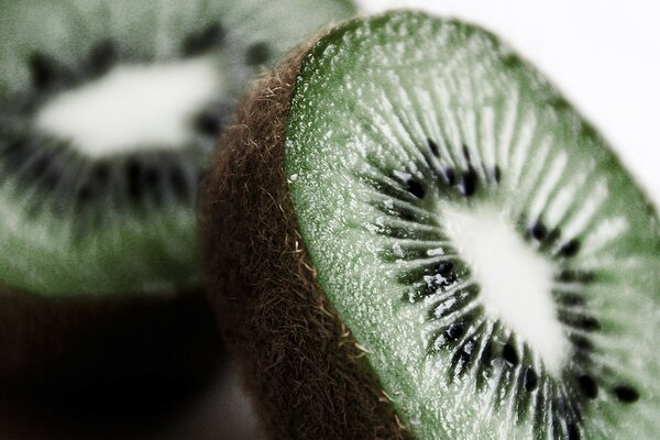 Fruit: two kiwi halves