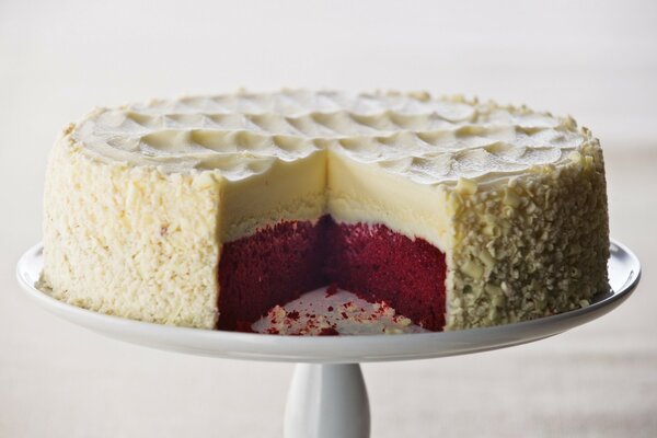 Cream cake on a white background