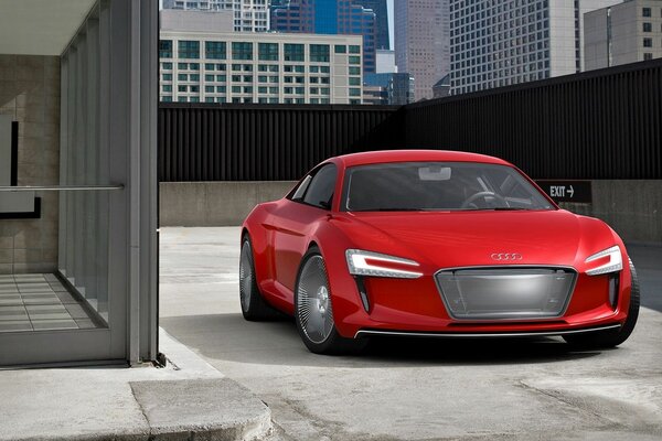 Bright Red Audi Sports Car