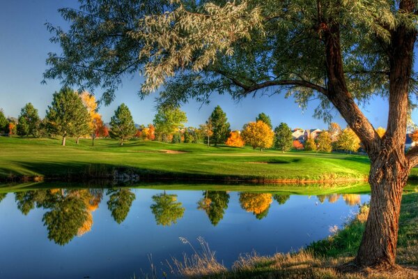 Beau paysage du lac miroir