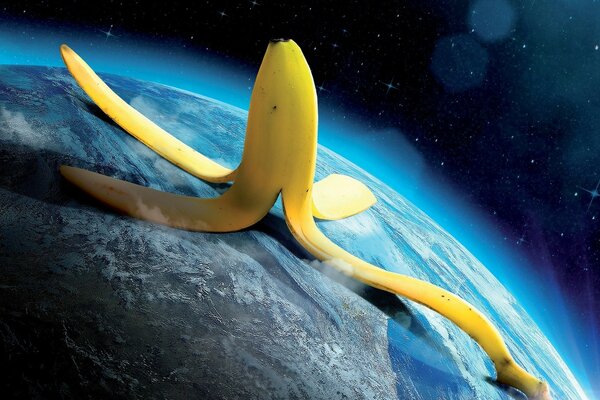 Banana peel on the globe