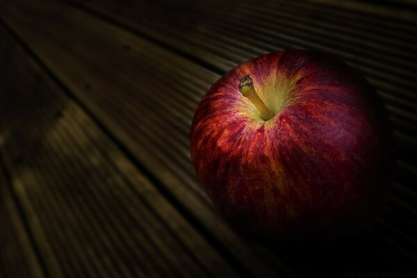 Still life red apple on the table