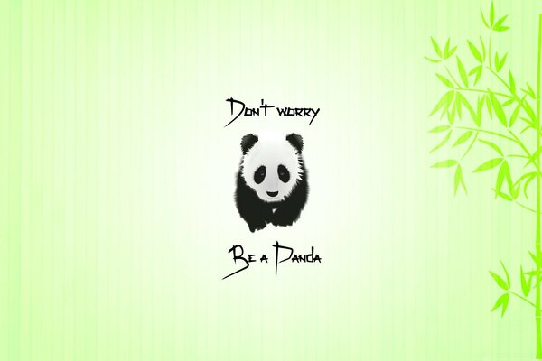 Illustration of a panda in nature with a text caption