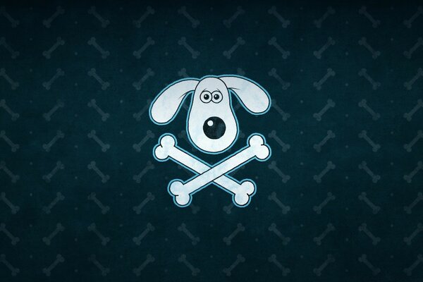 Funny dog illustrated in the form of a pirate skull