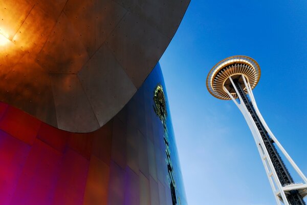 An unusual architectural composition in bright colors