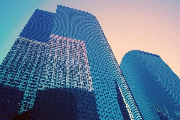 Skyscrapers of the metropolis at sunset