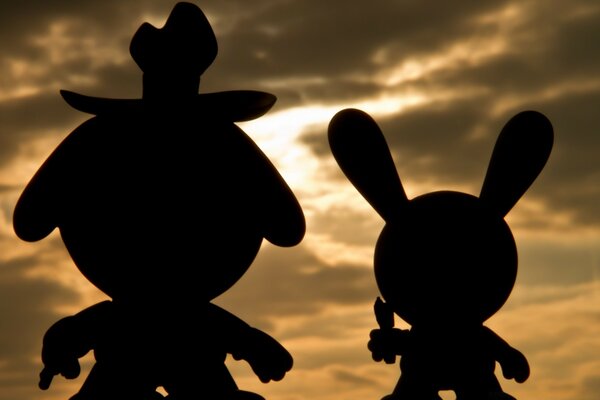 Silhouettes of foreign cartoon characters