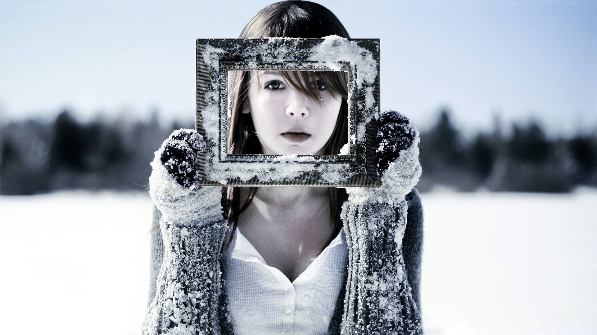 otras chicas invierno frío nieve escarcha retrato naturaleza chica solo hielo congelado mujer al aire libre