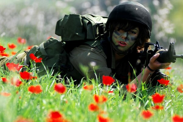 A girl in a military uniform