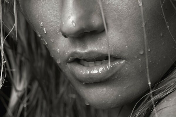 Monochrome portrait of a girl in the light