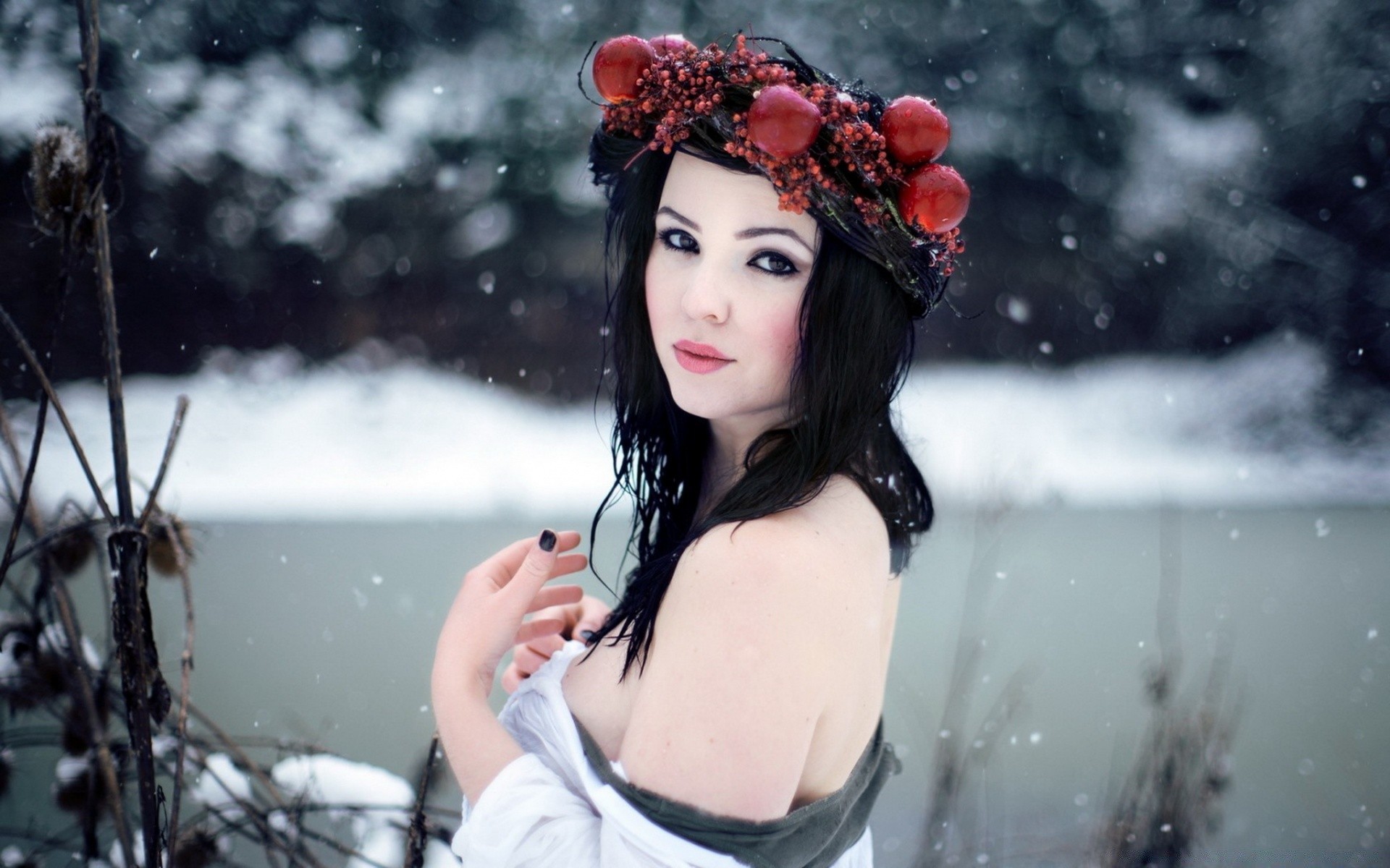 the other girls winter snow portrait beautiful girl woman model nature cold fashion water