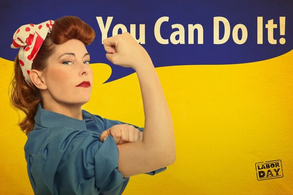 An adult woman on a yellow background