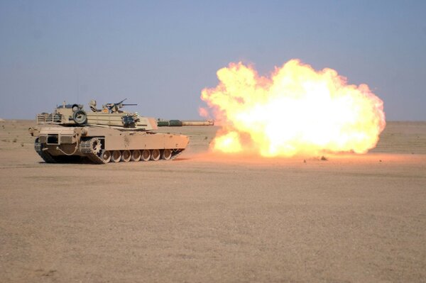 Abrams shooting from a standing position