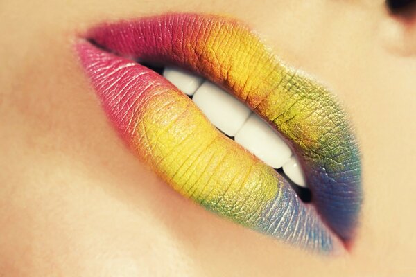 Colored lips close-up