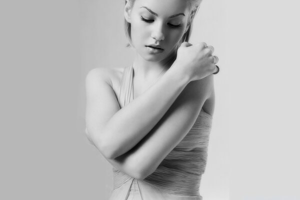 Portrait of a gentle girl in the studio