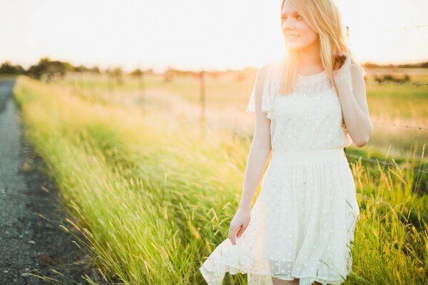 Beautiful nature grass and a very beautiful girl