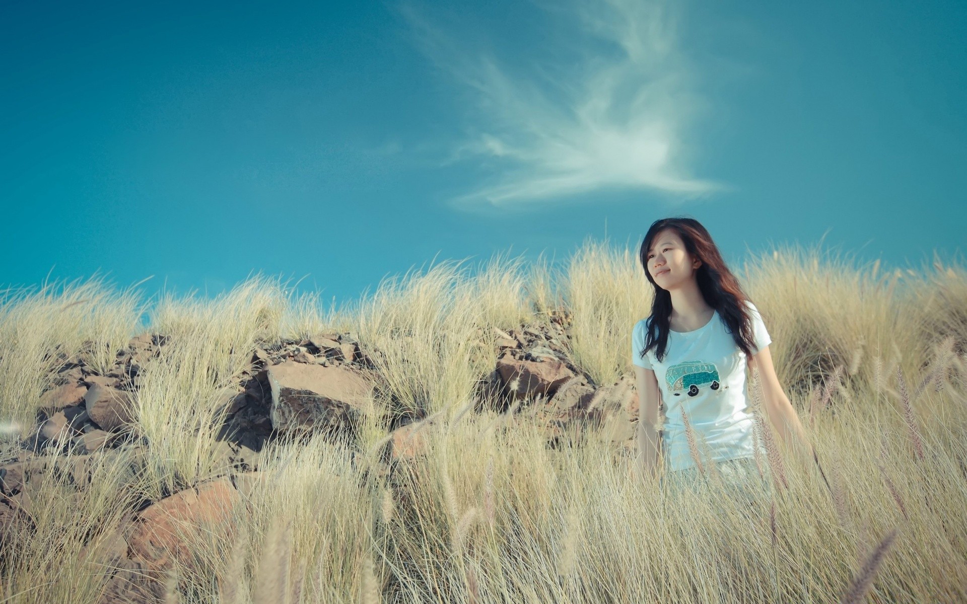 the other girls nature summer sky grass field landscape outdoors freedom sun fair weather girl travel sunset wind beautiful