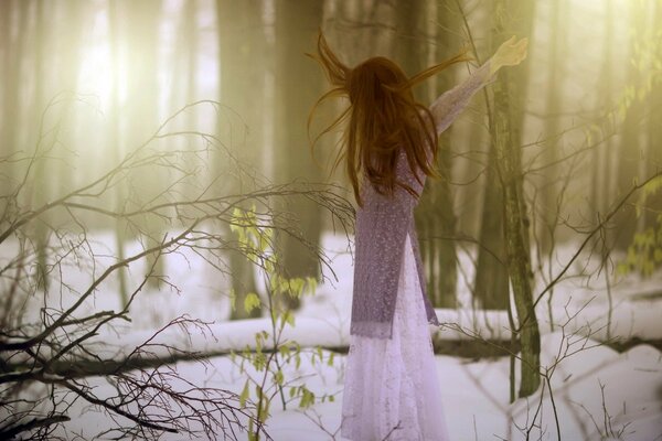 A girl on the background of beautiful nature