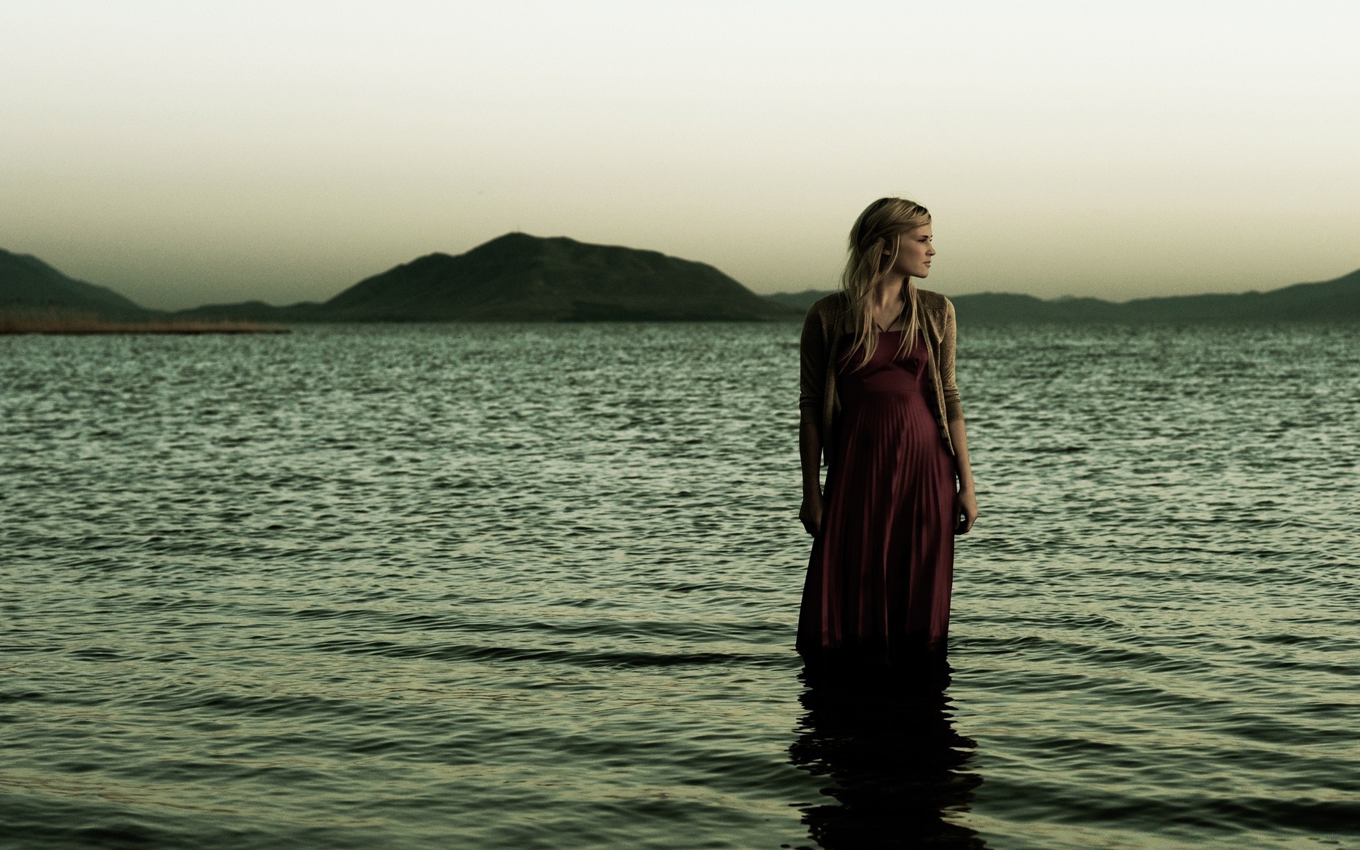 the other girls sunset water sea dawn girl ocean beach evening sky lake sun woman one landscape dusk travel backlit portrait adult