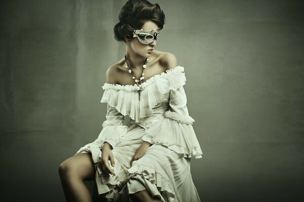 The girl in the mask. Vintage Dress