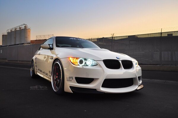 White luxury BMW car